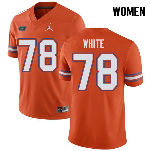 Women's NCAA Florida Gators Ethan White #78 Stitched Authentic Jordan Brand Orange College Football Jersey LDU4765MS